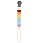 Loulou Lollipop Beadless Pacifier Clip -Sweetheart Rainbow