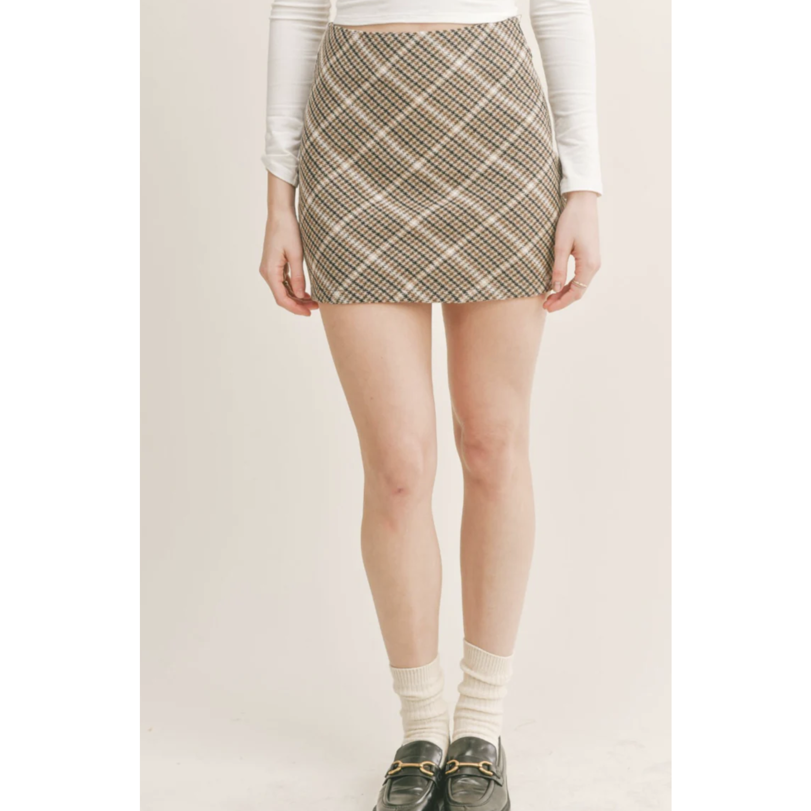 Sadie & Sage Gossip Girl Plaid Mini Skirt-Brown-FINAL SALE