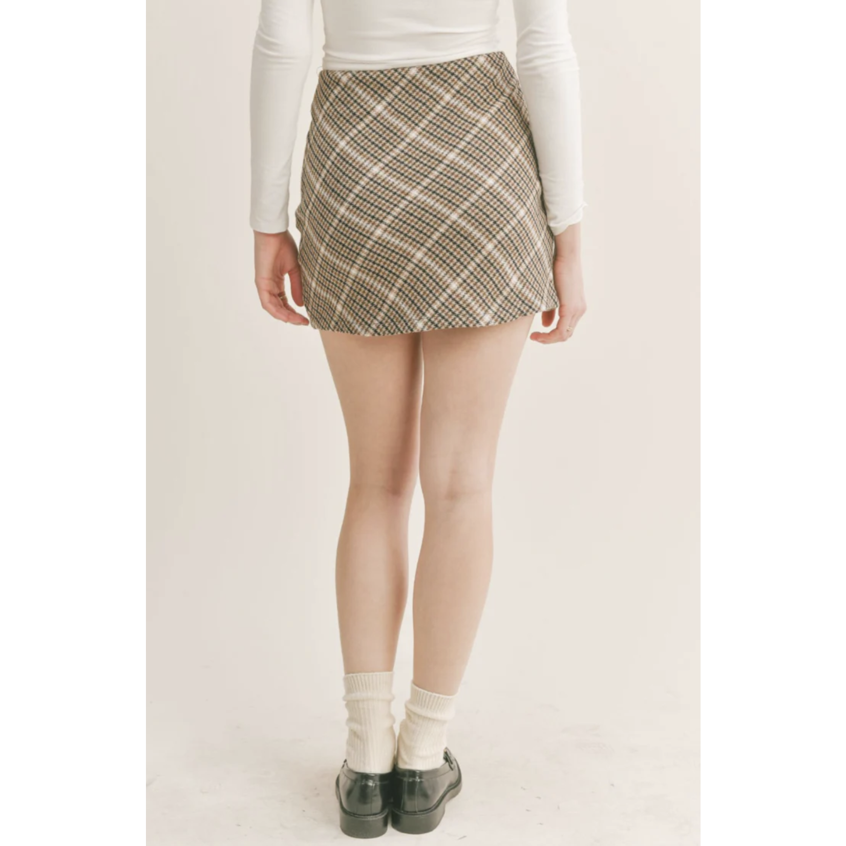 Sadie & Sage Gossip Girl Plaid Mini Skirt-Brown-FINAL SALE