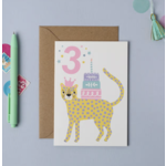 Mifkins Age 3 Leopard Kid's Birthday Card