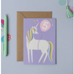 Mifkins Age 5 Unicorn Kid's Birthday Card