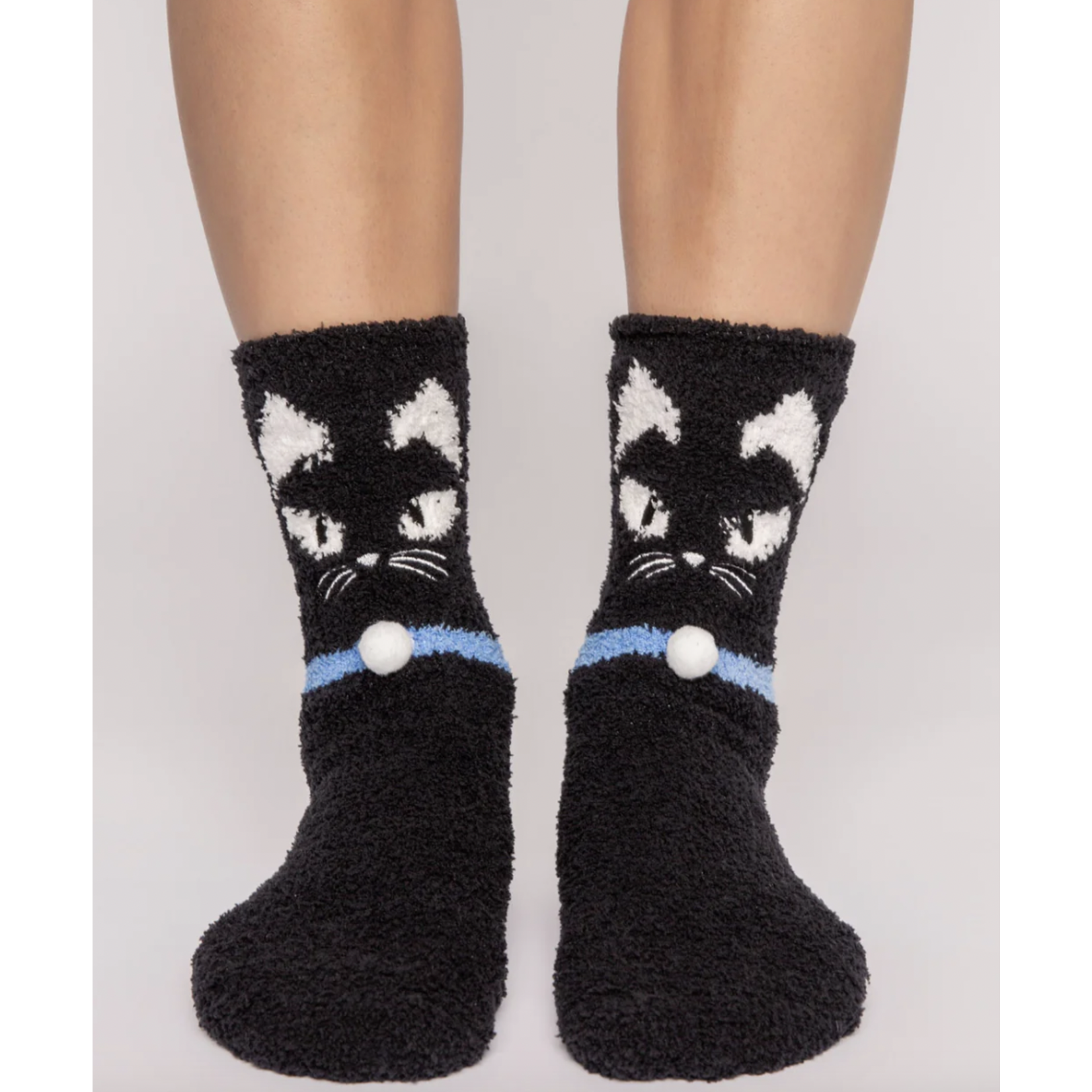 PJ Salvage Fun Socks-Charcoal Cat
