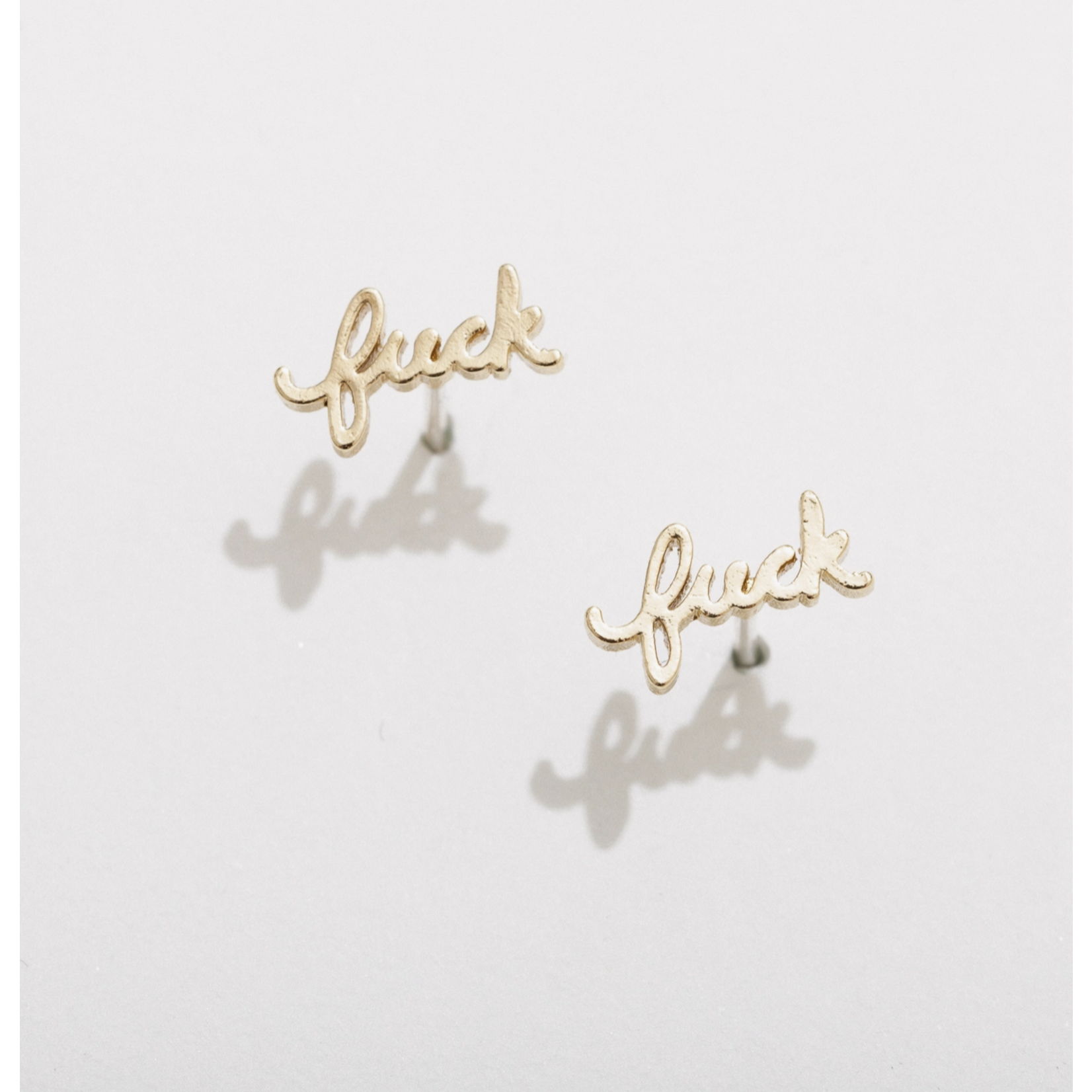 Larissa Loden Fuck Stud Earrings-Gold