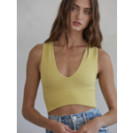 By Together Becca Deep-V Ribbed Crop-Dusty Yellow