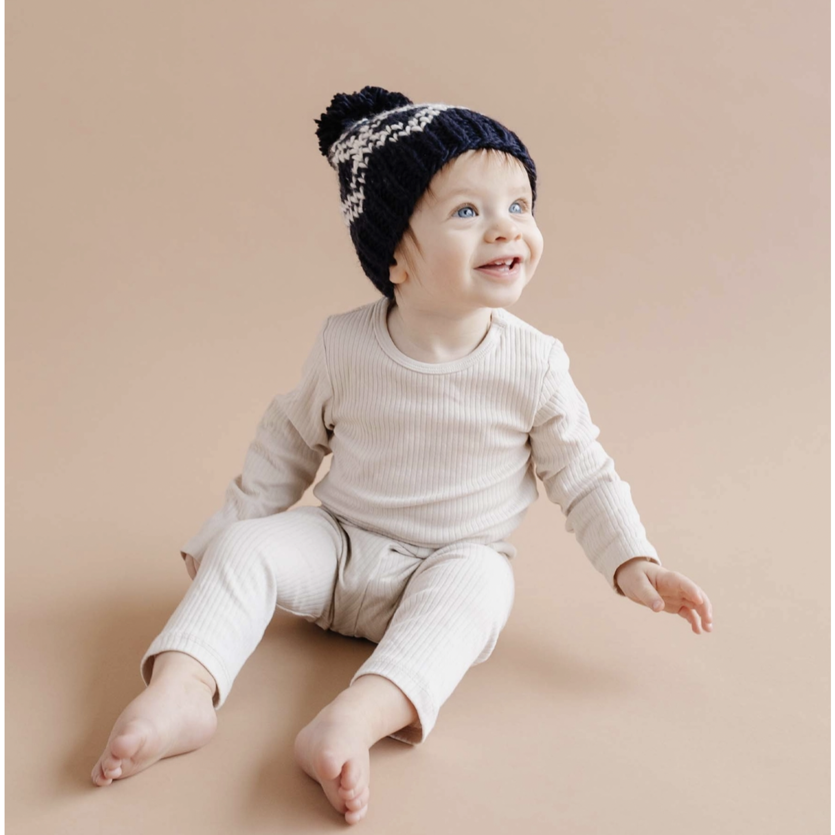 The Blueberry Hill Diamond Faire Isle Baby Hat- Navy - FINAL SALE