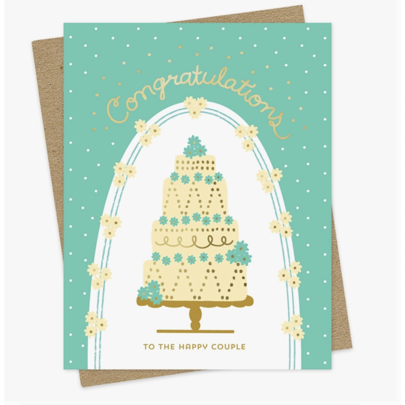 Night Owl Paper Goods Wedding Cake Foil Stamped Congratulations Card