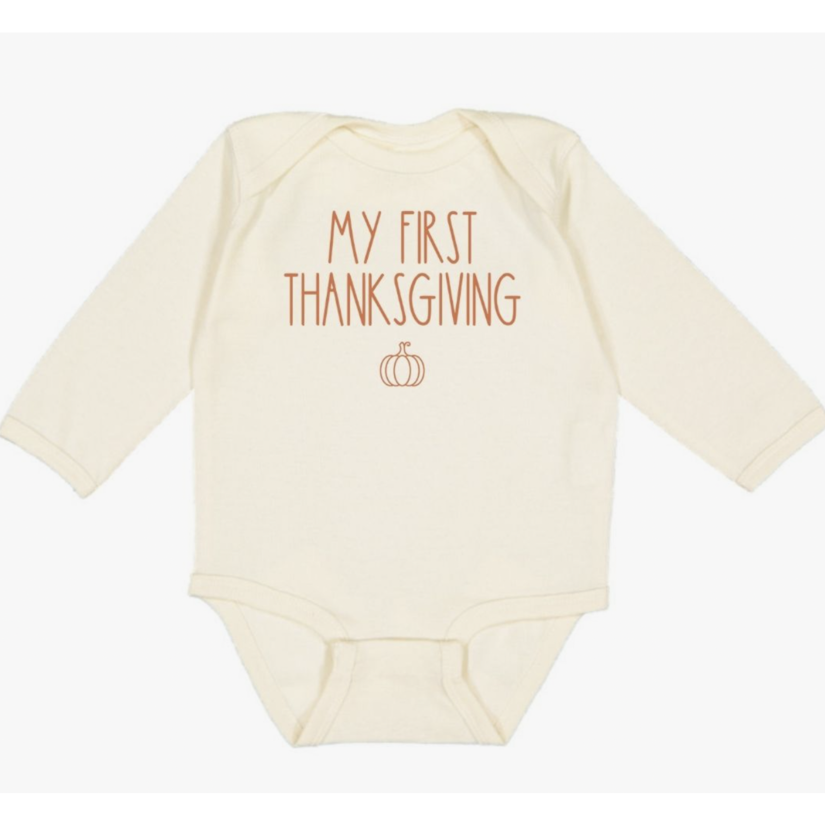 Sweet Wink My First Thanksgiving Long Sleeve Bodysuit - Natural
