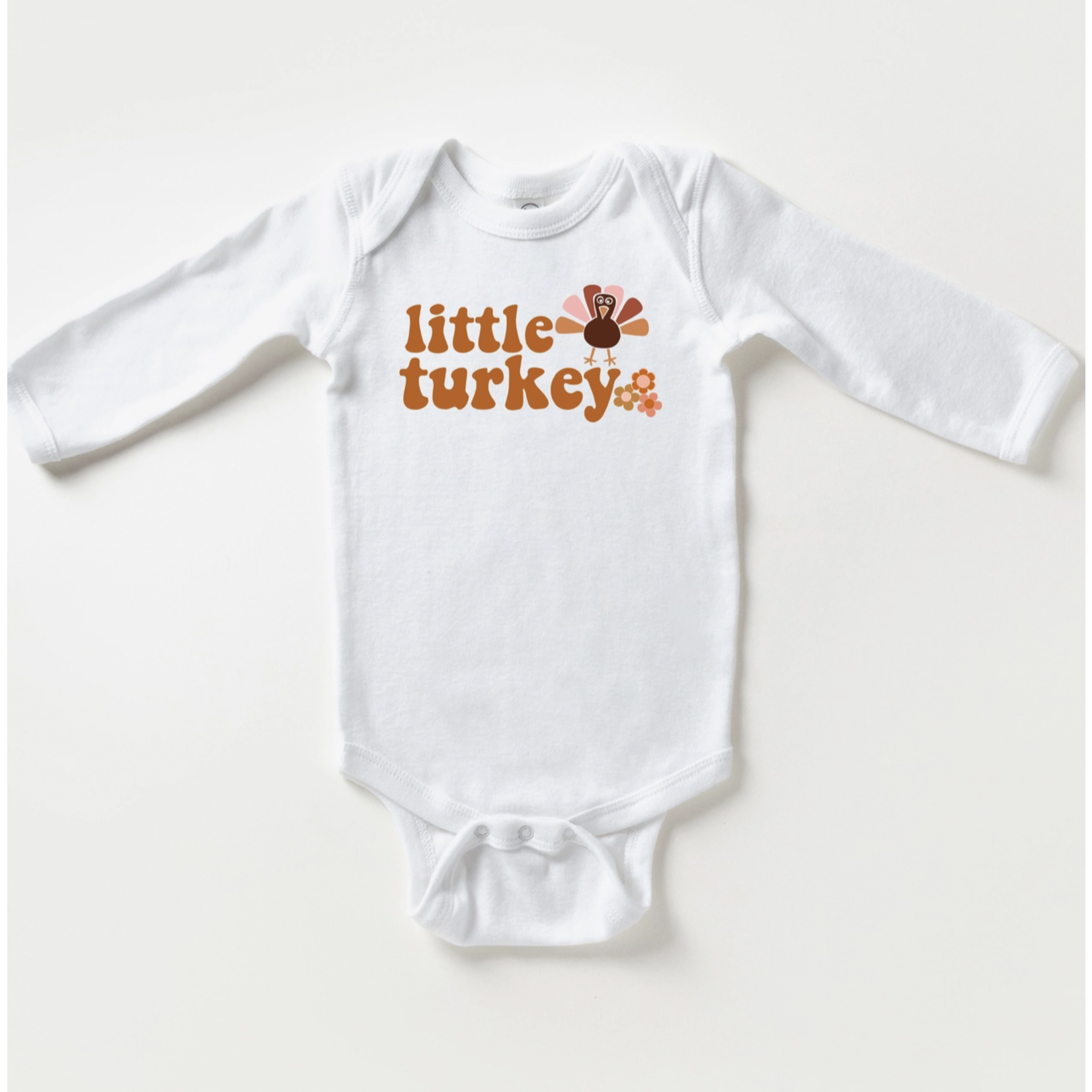 The Juniper Shop Little Turkey Flowers Onesie-White