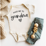 The Juniper Shop Pass Me To Grandma Heart Onesie-Natural