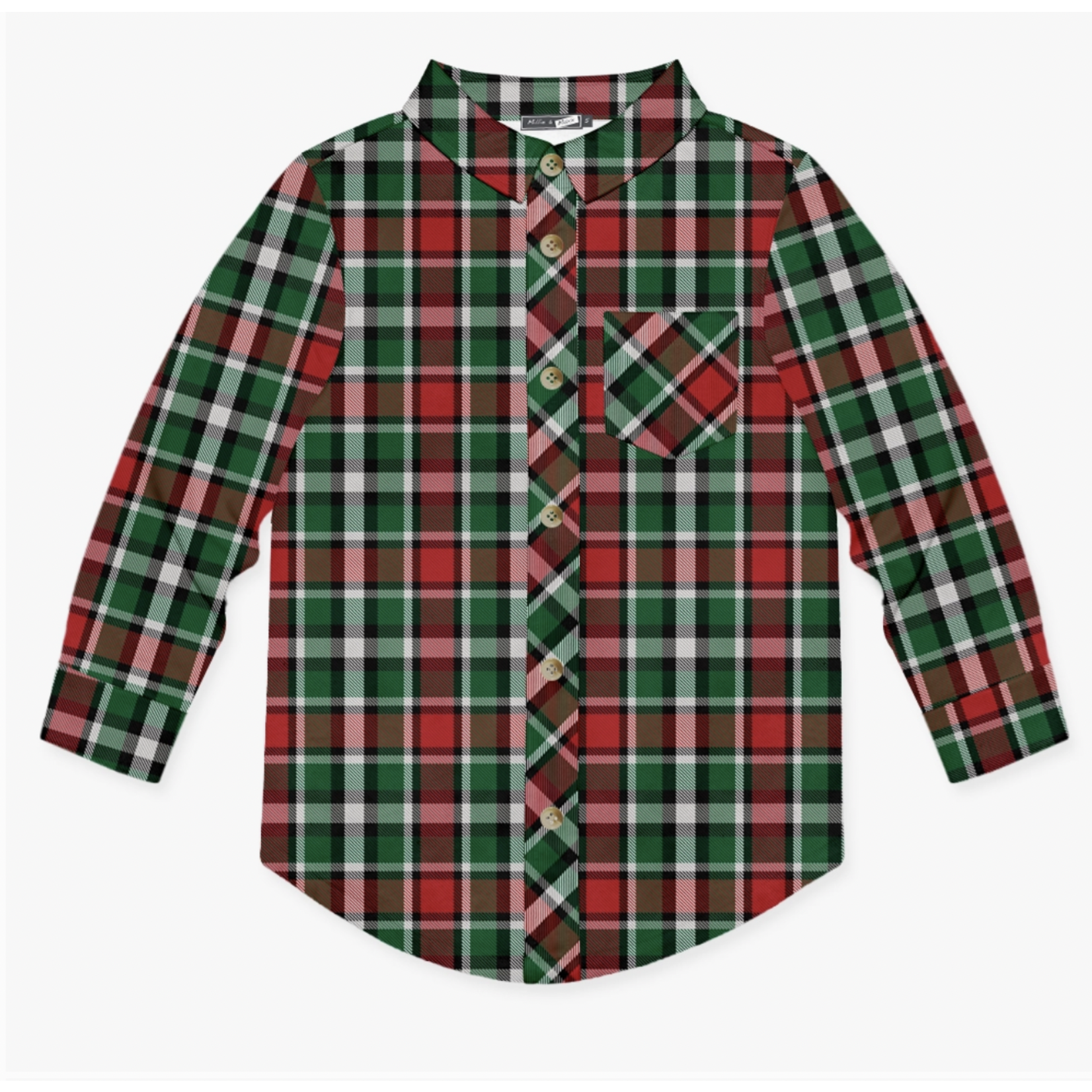 Millie Loves Lily Christmas Tartan Long-Sleeve Button-Up - FINAL SALE