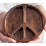 Natural Life Carved Wood Trinket Dish-Peace Sign