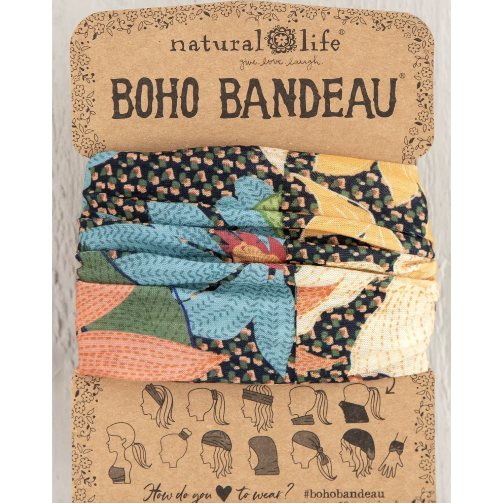 Natural Life Boho Bandeau- Blue Coral Cream Floral