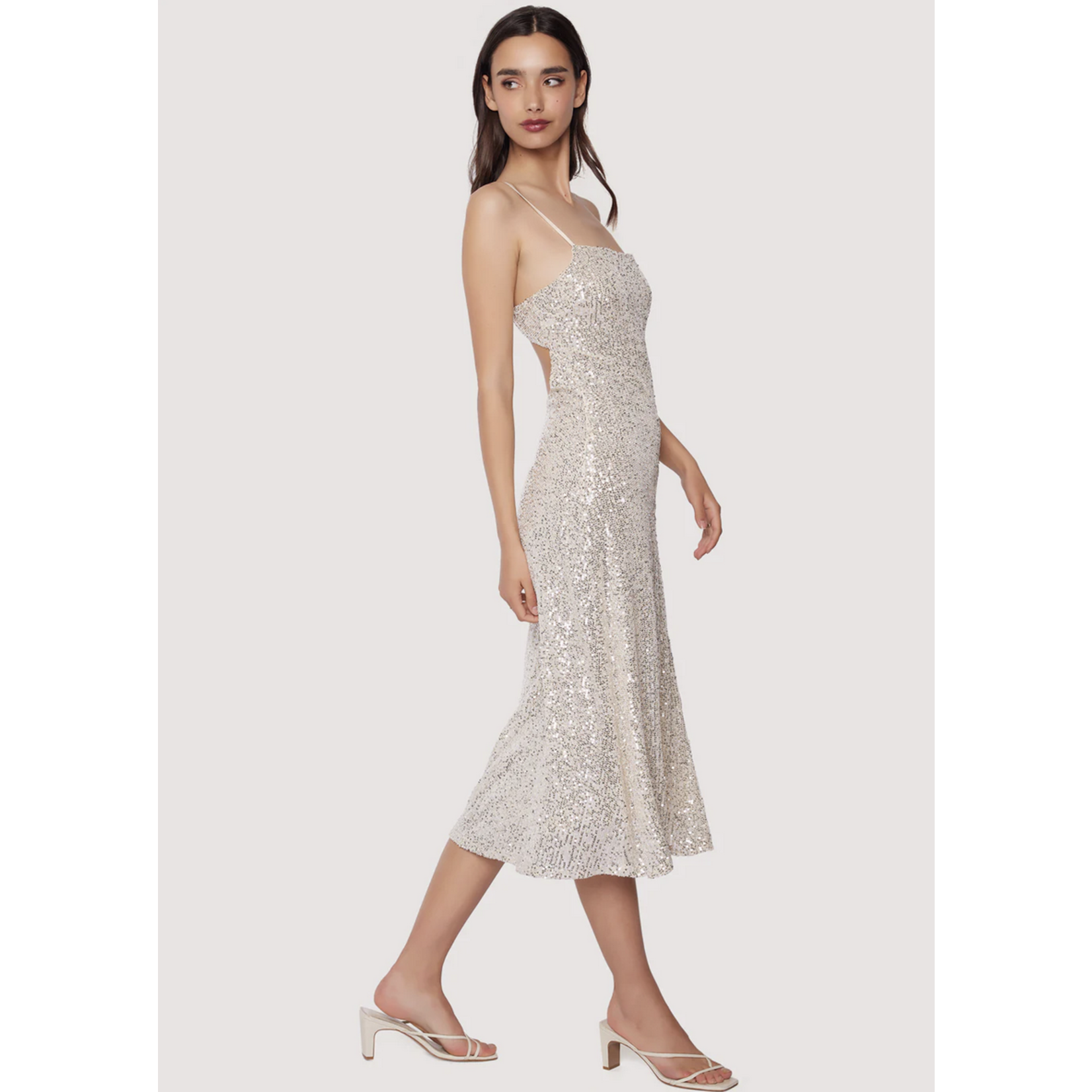 Lost + Wander Etoile Midi Dress-Silver