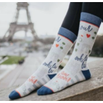 Woven Pear Crew Socks-Paris, Je T'aime