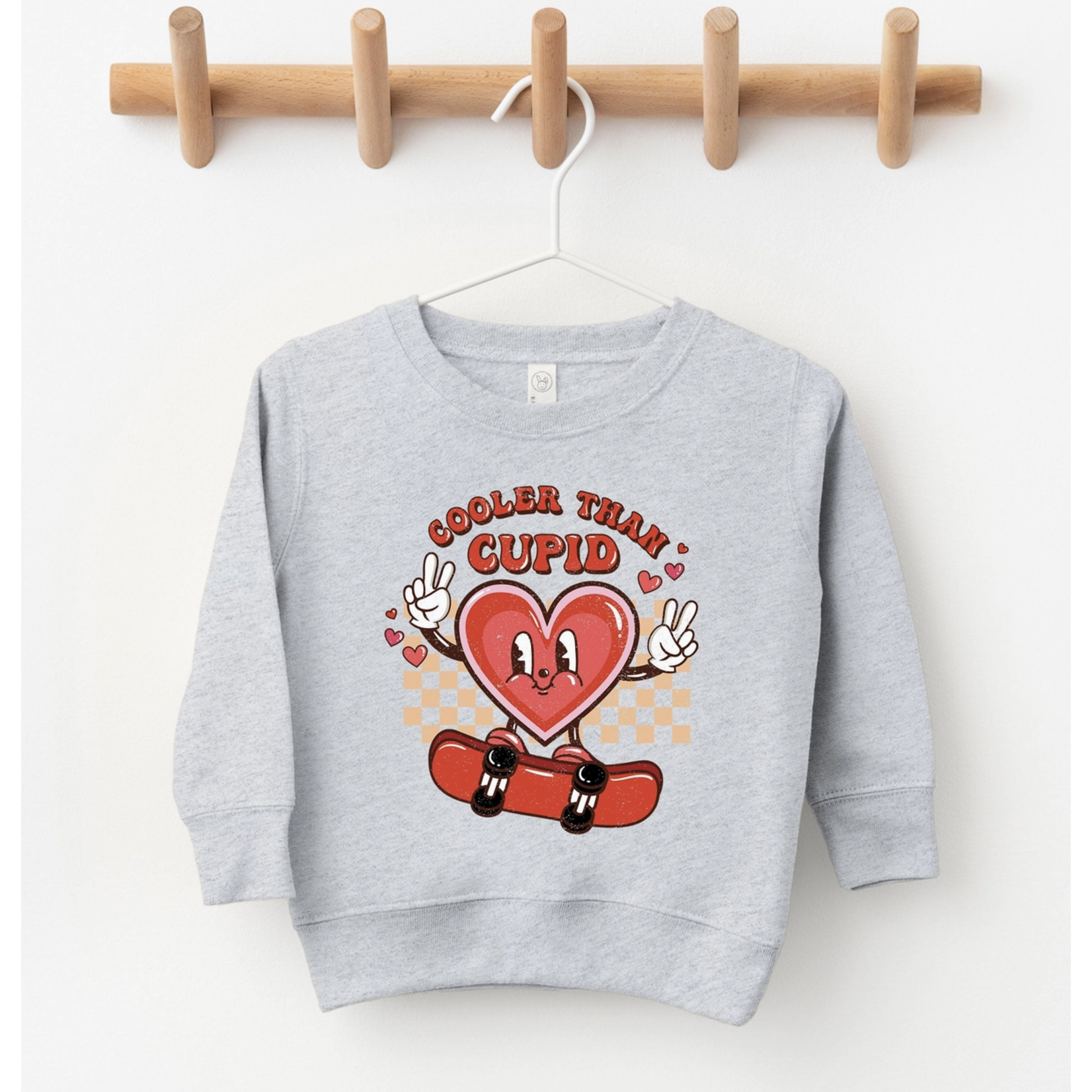 The Juniper Shop Cooler Than Cupid Skater Sweatshirt-Heather Grey