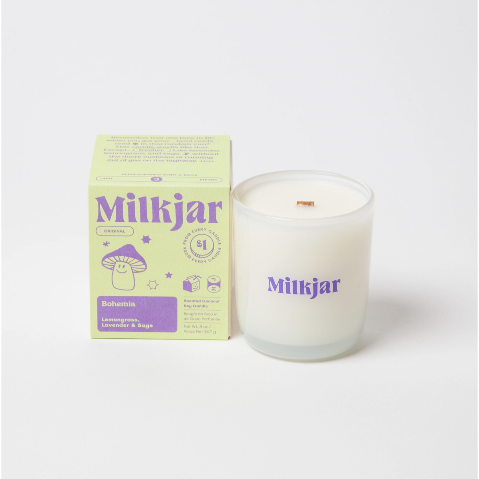 Milk Jar Candle Co. Bohemia - Lemongrass, Lavender & Sage Coconut Candle