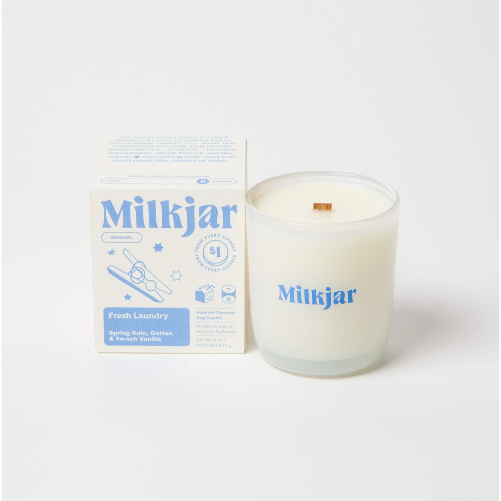 Milk Jar Candle Co. Fresh Laundry - Rain, Cotton & Vanilla Coco Candle