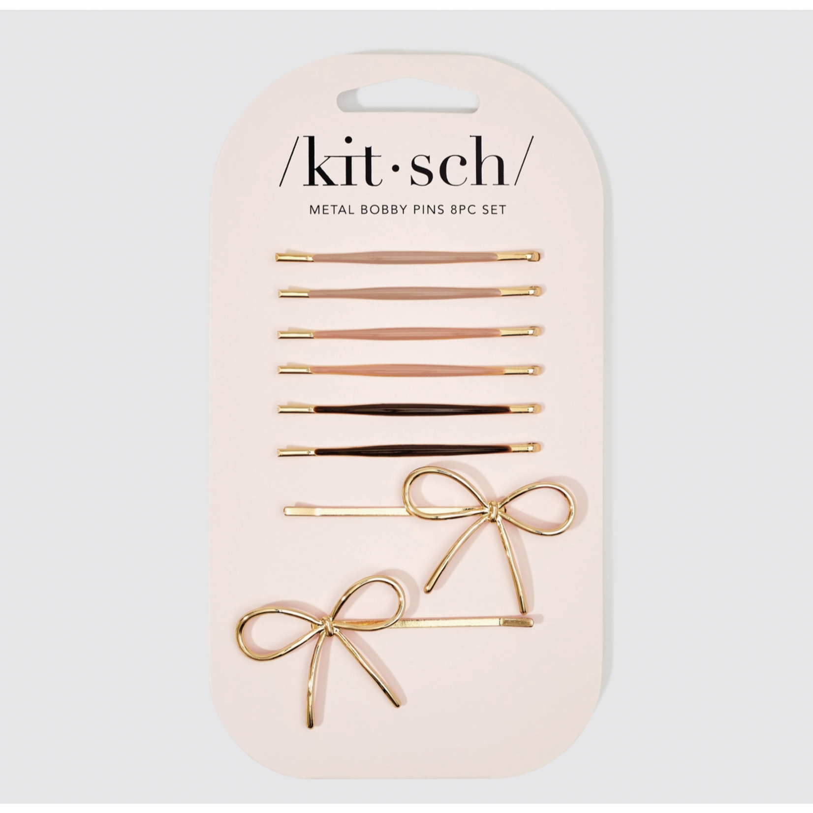 Kitsch Cloud & Bow Bobby Pins 8pc Set - Rosewood