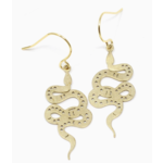 Crafts and Love Brass Snake Earrings - Gold
