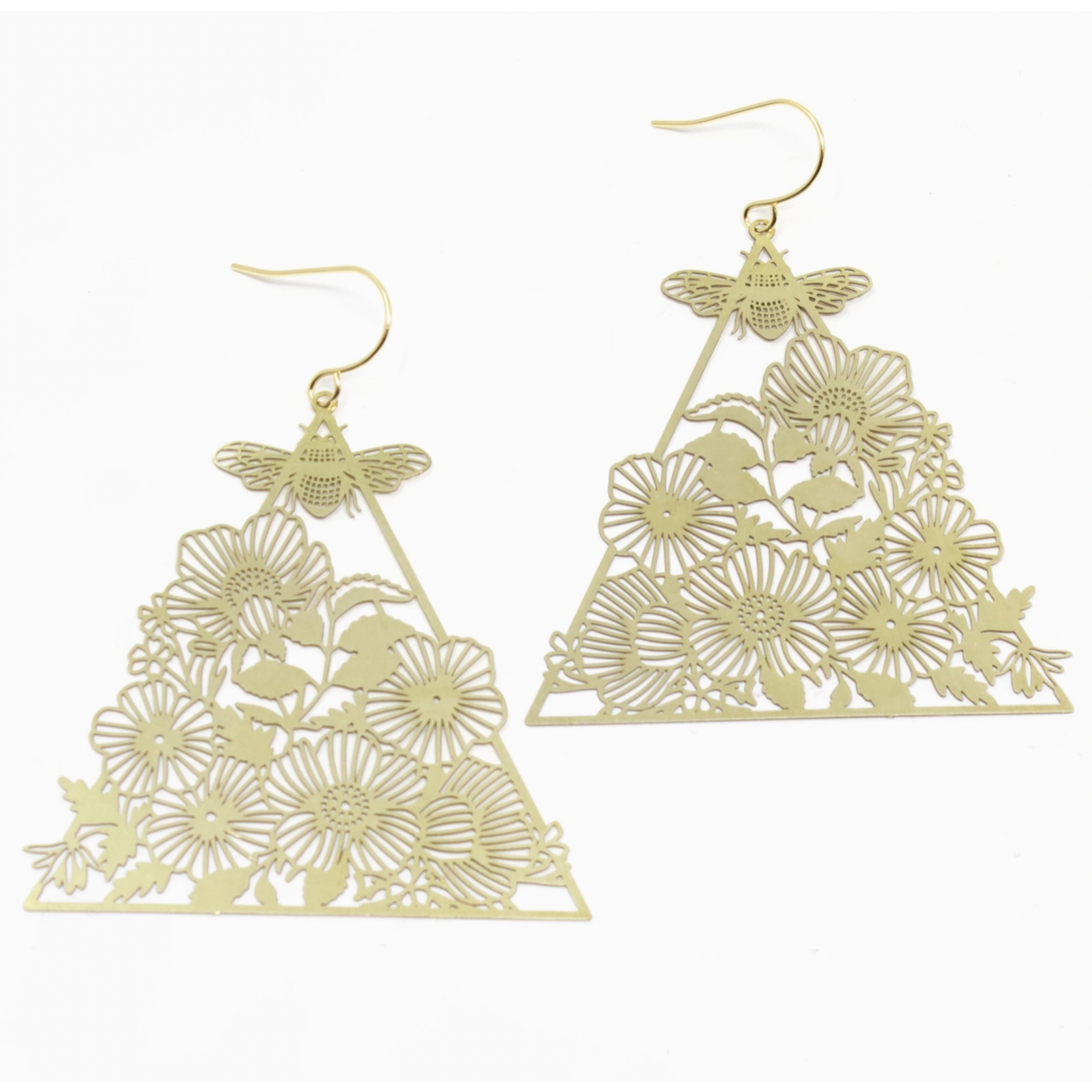 Crafts and Love Floral Bee Triangle Earring