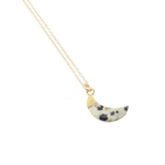 Crafts and Love Moon Bezel Necklace Dalmatian Jasper
