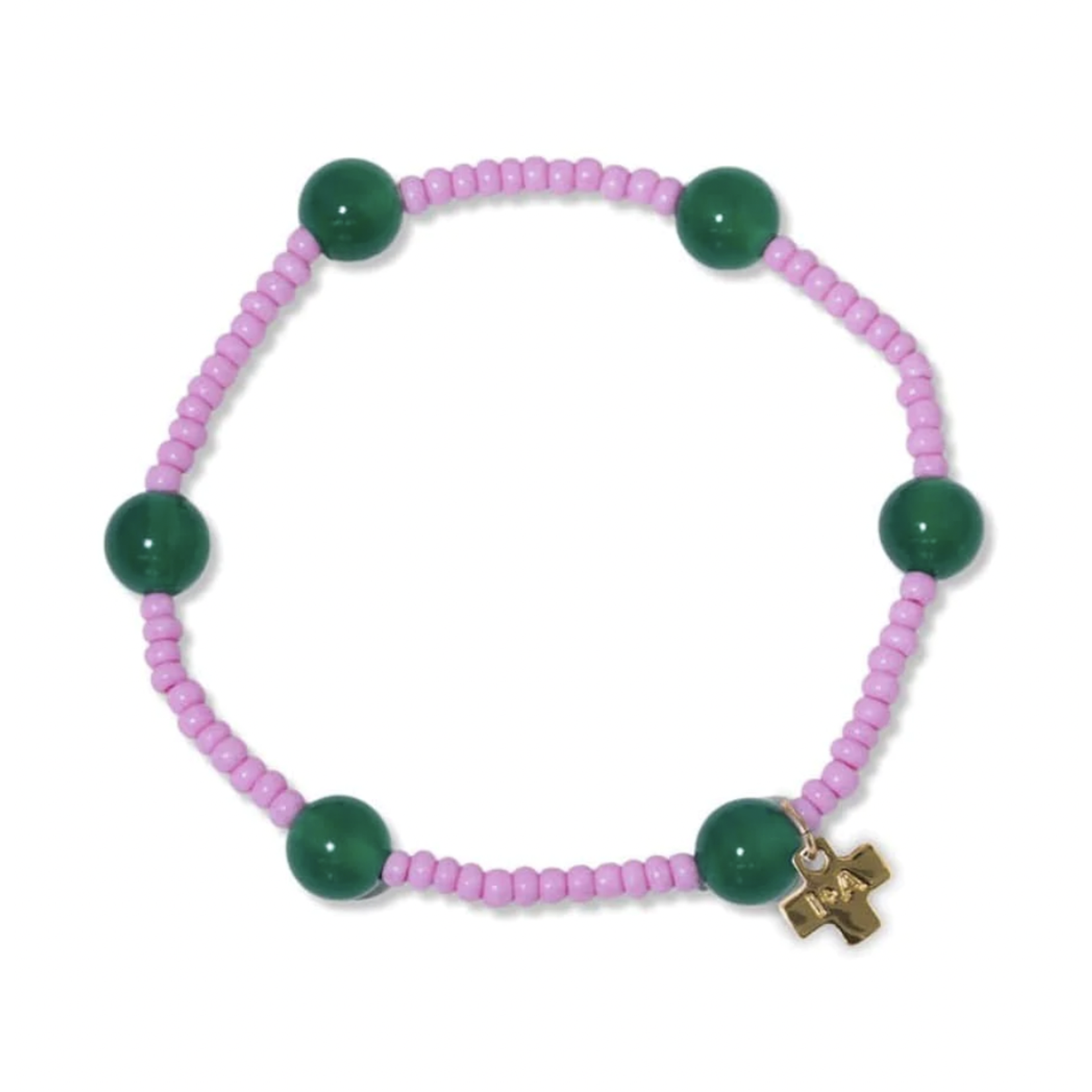 Ink +Alloy Mia Small Seed Bracelet-Pink/Emerald