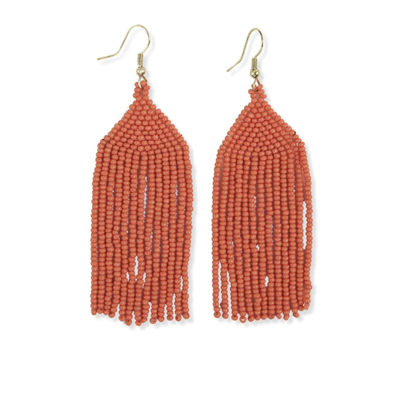 Ink +Alloy Michele Solid Beaded Fringe Earrings-Coral