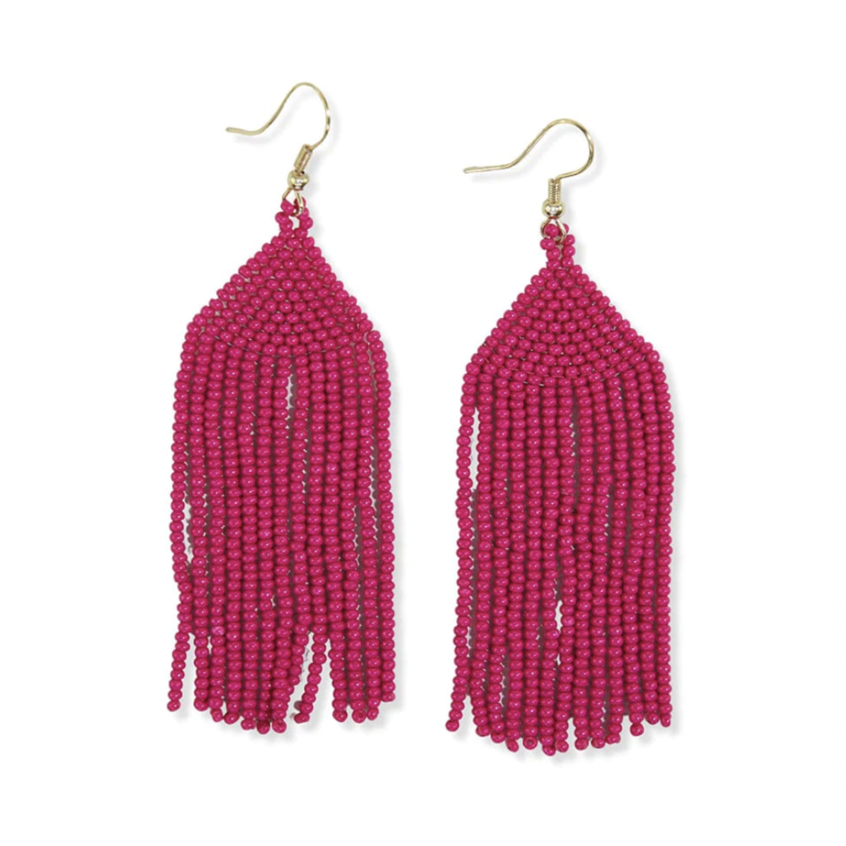 Ink +Alloy Michele Solid Beaded Fringe Earrings Hot Pink