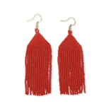 Ink +Alloy Michele Solid Beaded Fringe Earrings Tomato Red