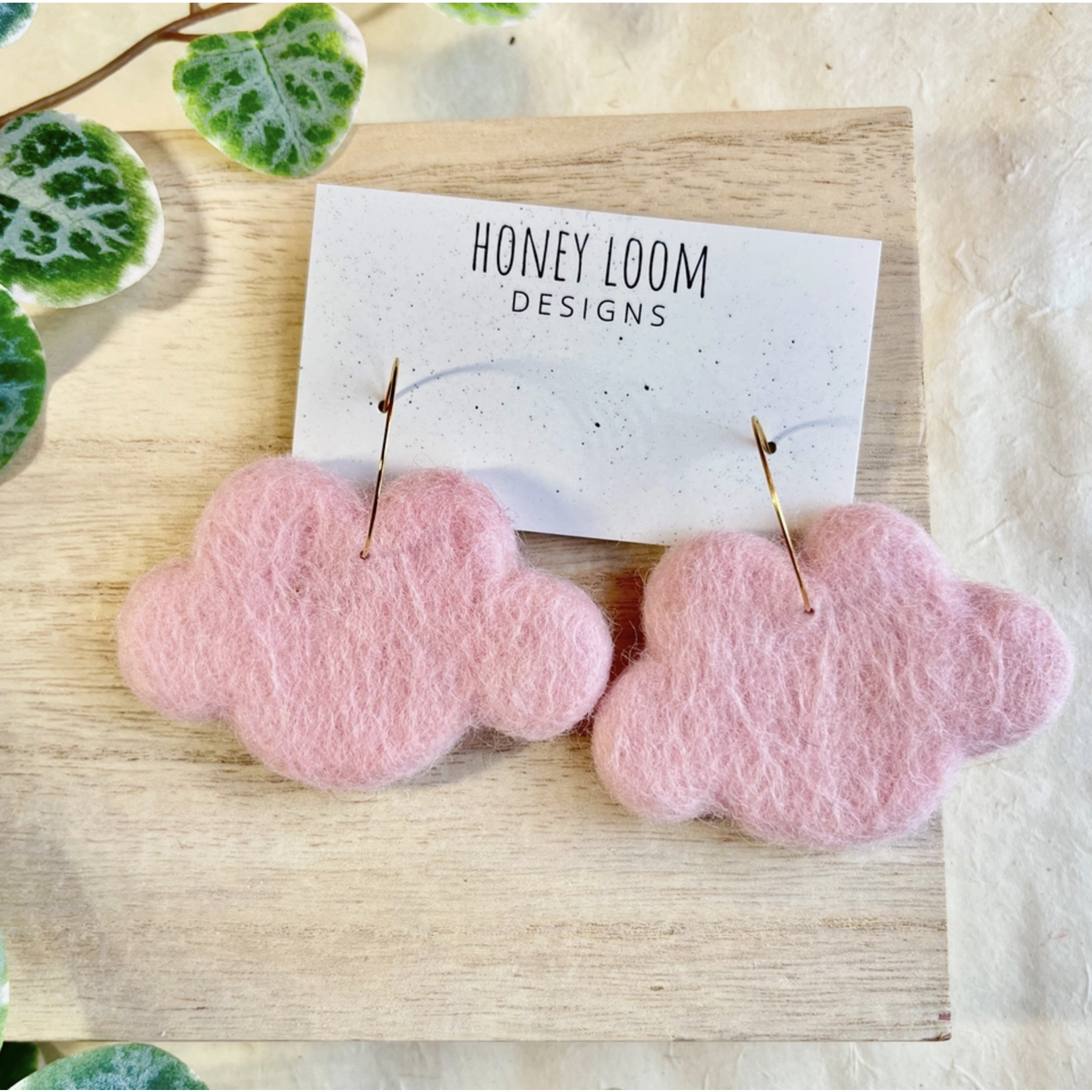Honey Loom Designs Cloud Felted Earrings Pink