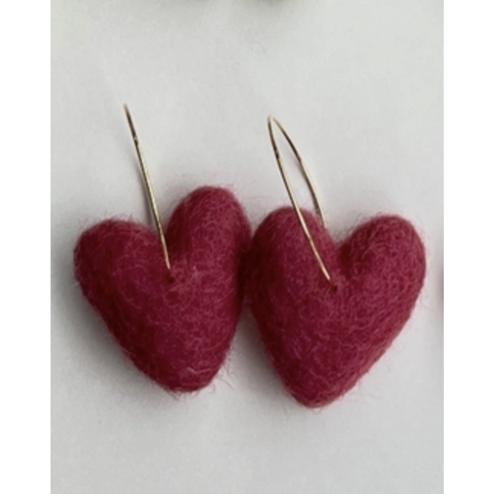 Honey Loom Designs Heart Felt Earrings Antiaue Rose