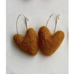 Honey Loom Designs Heart Felt Earrings Saffron