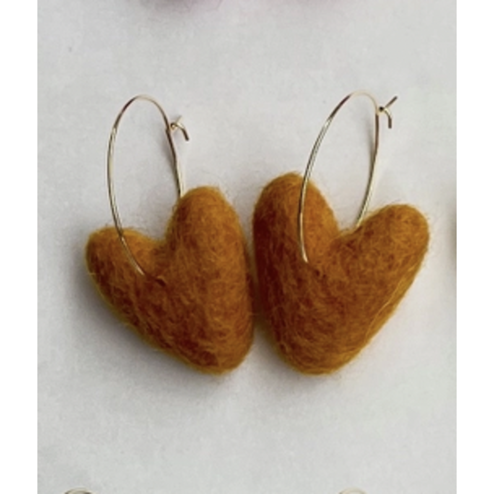 Honey Loom Designs Heart Felt Earrings Saffron