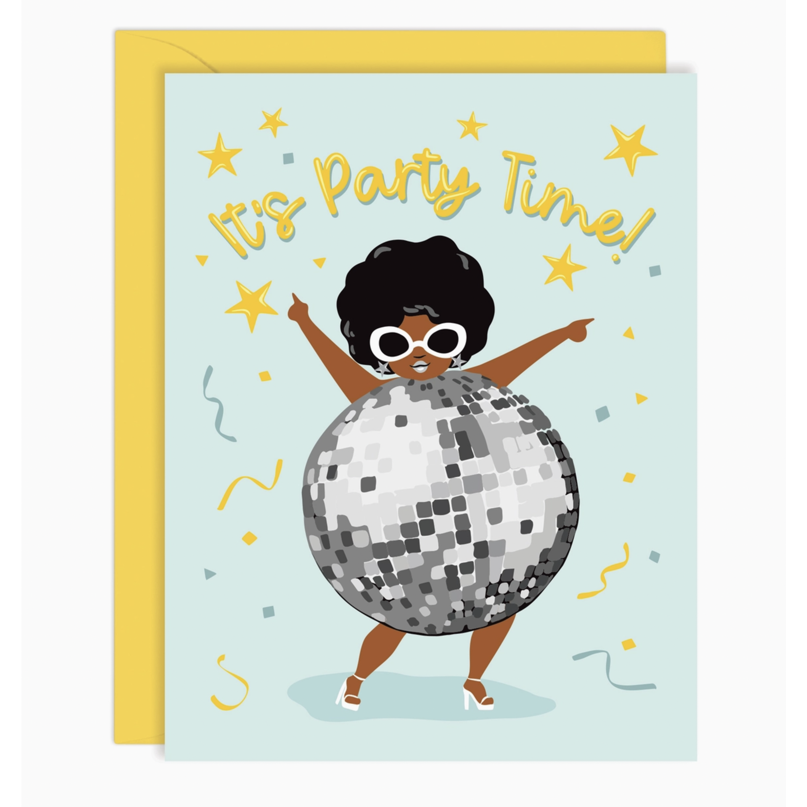 Lucy Loves Paper Disco Ball Girl Party Birthday Card