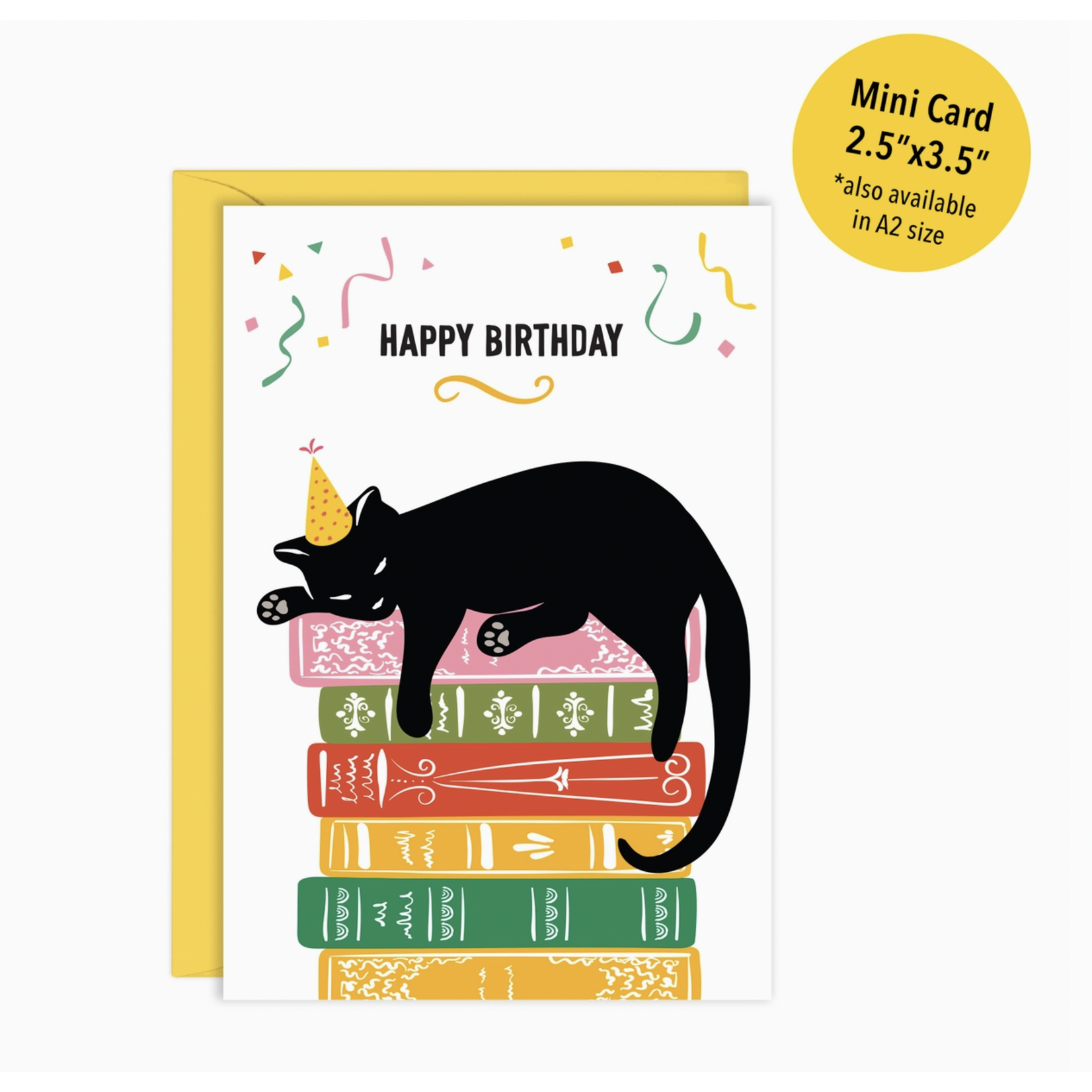 Lucy Loves Paper Mini Cat & Books Card