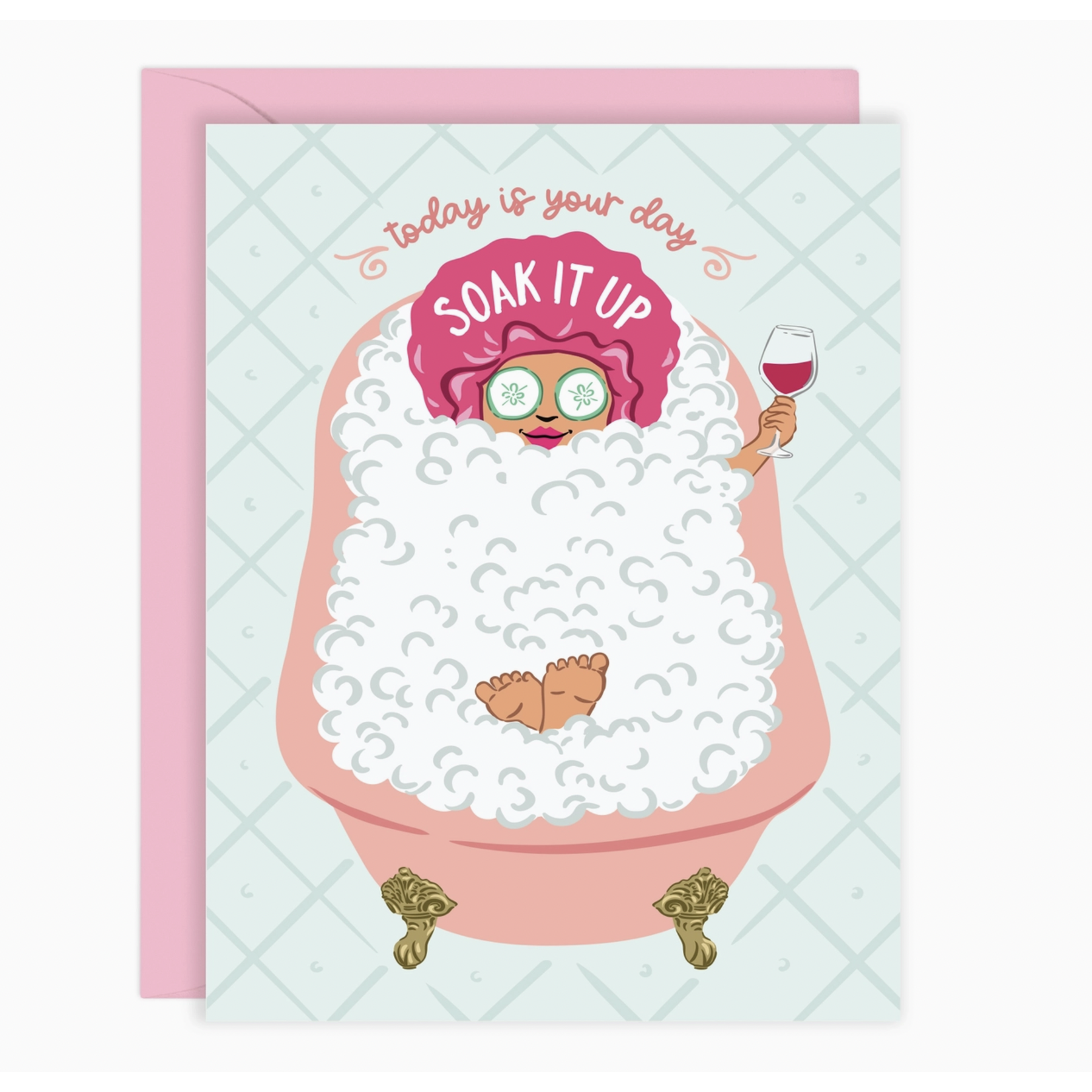 Lucy Loves Paper Soak It Up Pink Birthday Card