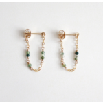 Hooks & Luxe Moss Agate Earrings-Chain Hoops