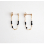 Hooks & Luxe Chain Hoop Stud Earrings-Black Spinal