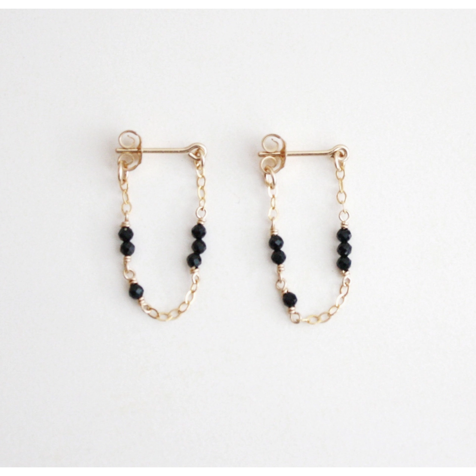 Hooks & Luxe Chain Hoop Stud Earrings-Black Spinal