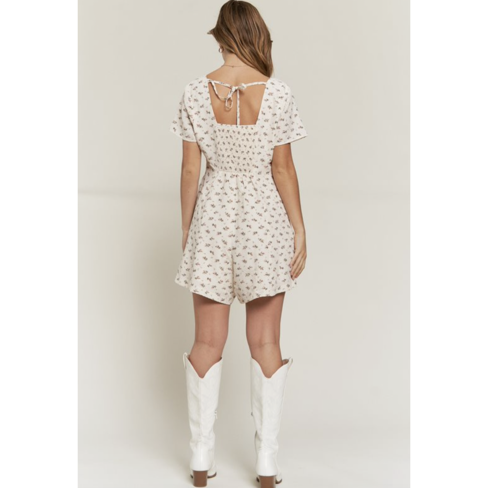 Jade by Jane FLORAL BUTTON DOWN ROMPER-Cream FINAL SALE