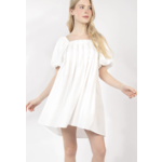 Very J Puff Sleeve Pleated Spring Mini Dress-White