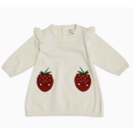 Viverano Organics Strawberry Embroidered Pocket Ruffle Baby Dress
