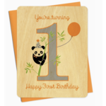 Night Owl Paper Goods One Panda Wood First Birthday Card