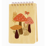 Night Owl Paper Goods Rabbit Mushrooms Wood Mini Notepad