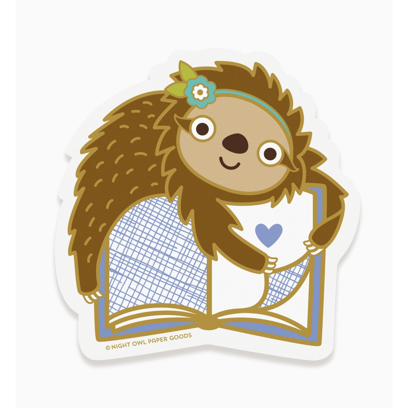 Night Owl Paper Goods Book Lover Sloth Vinyl Sticker