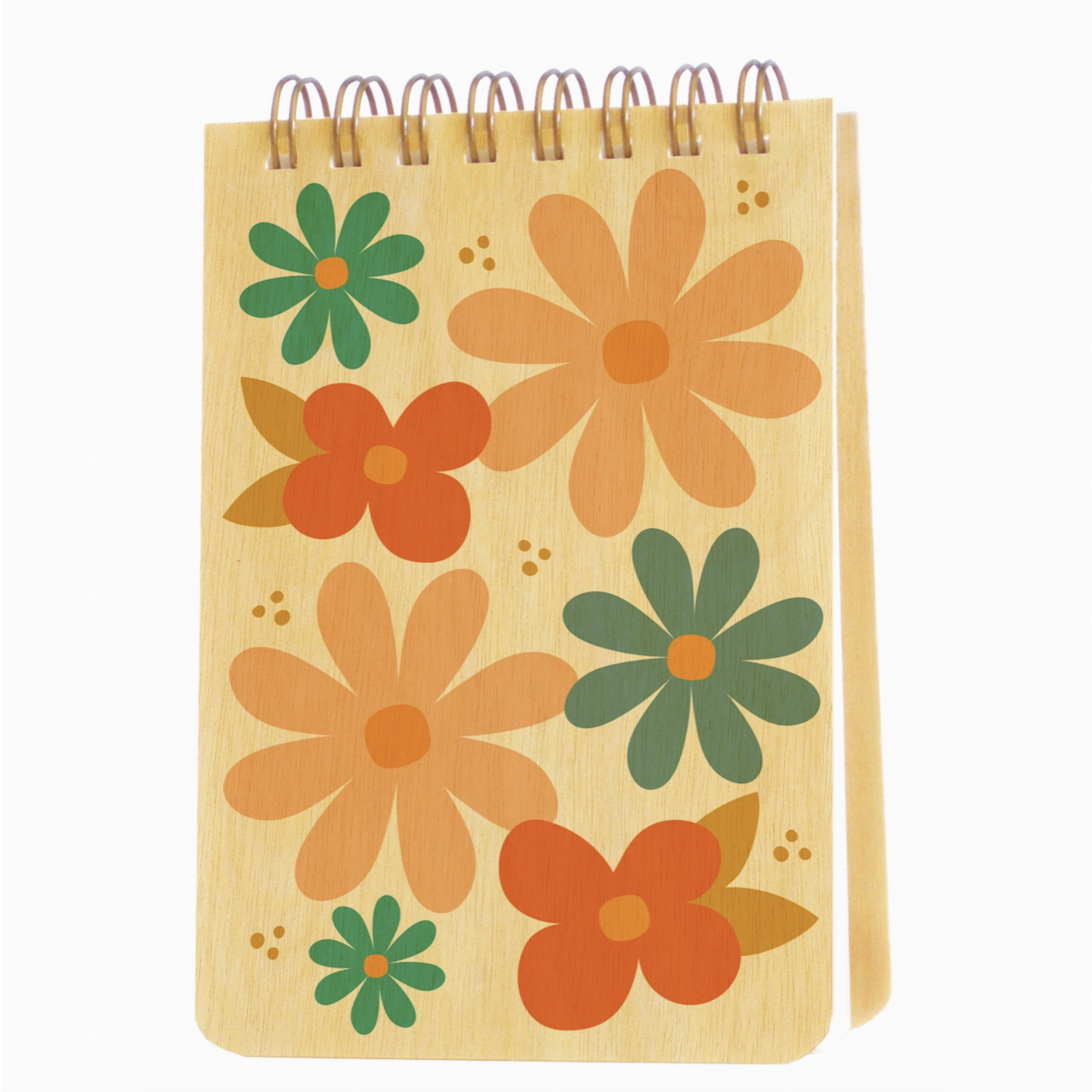 Night Owl Paper Goods Friendly Flowers Wood Mini Notepad