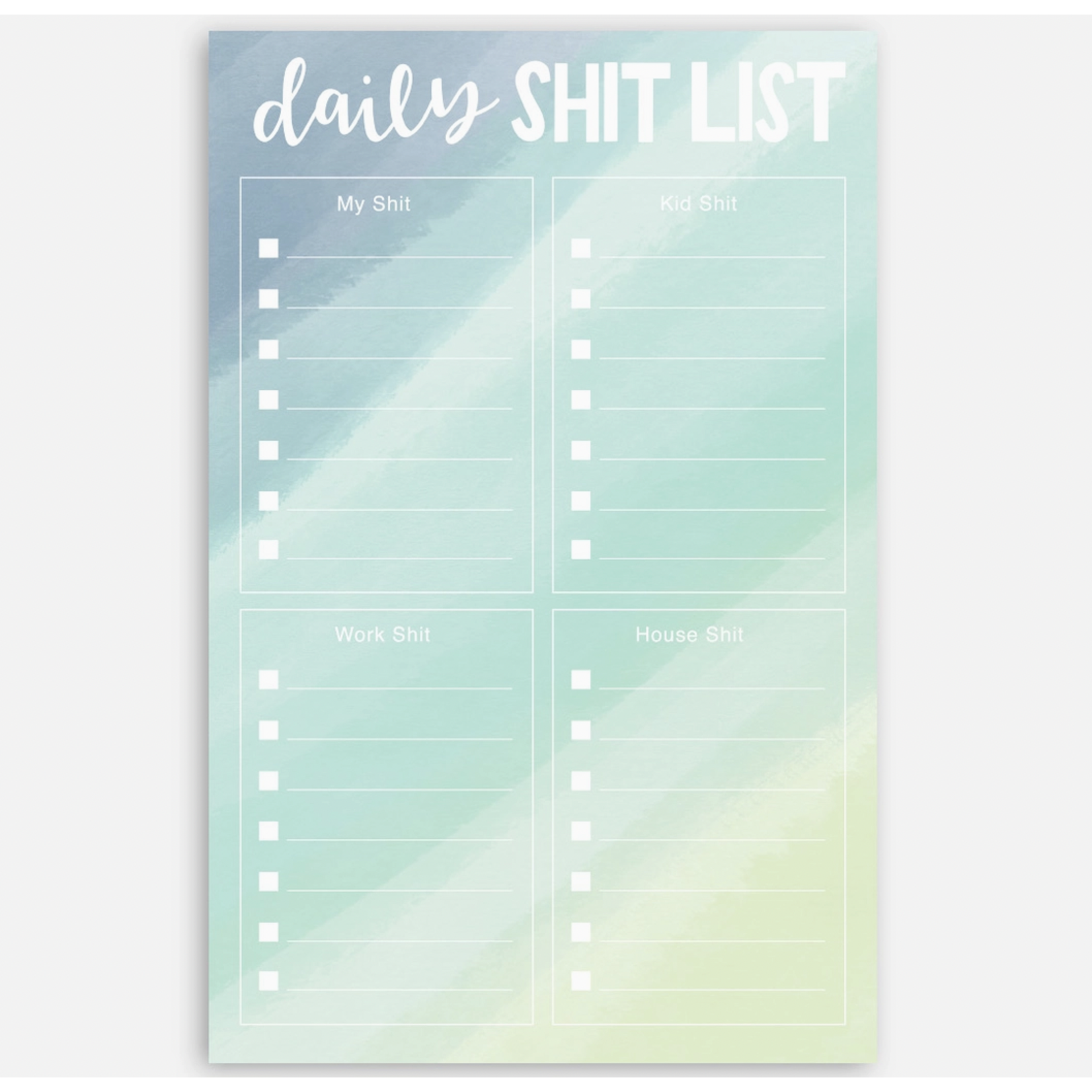 Little Lovelies Studio Daily Shit List — Notepad