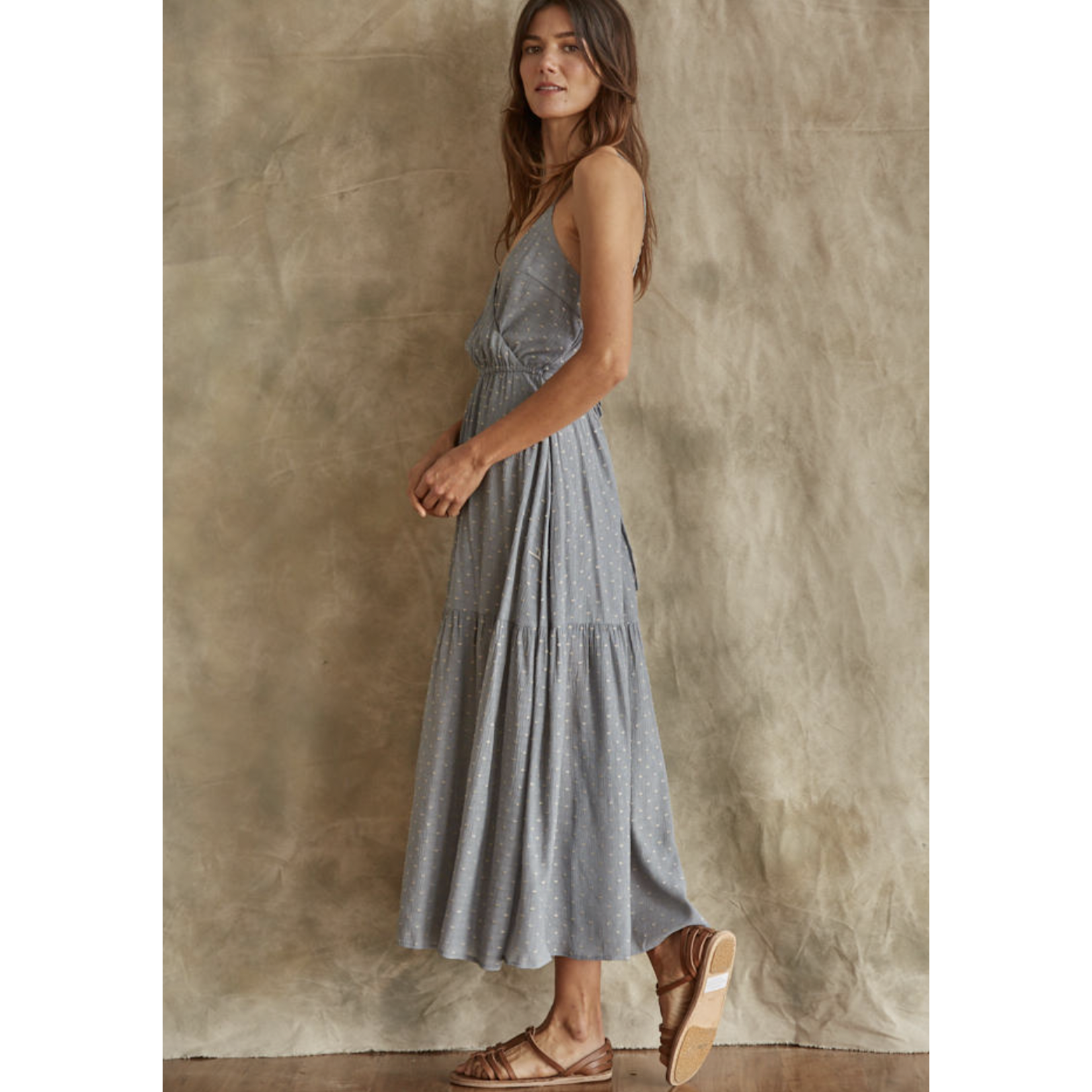 By Together Rica Ruffle Maxi Dress-Grey