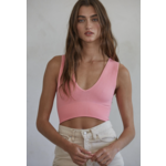 By Together Becca V Neck Crop-French Pink