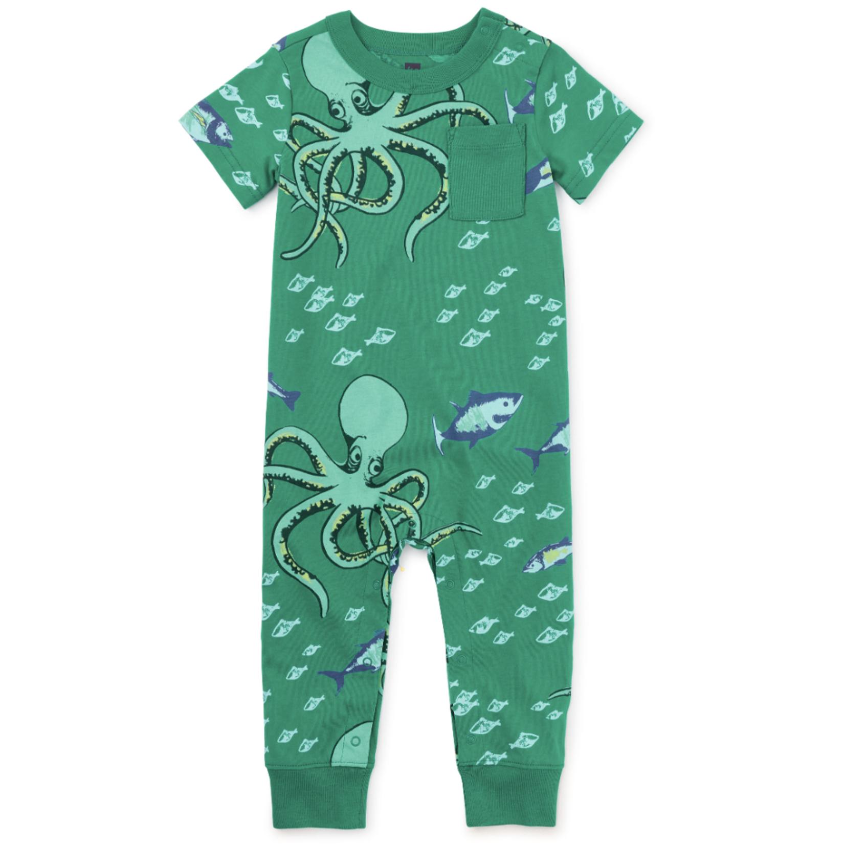 Tea Collection Pocket Baby Romper-Octopus Chase